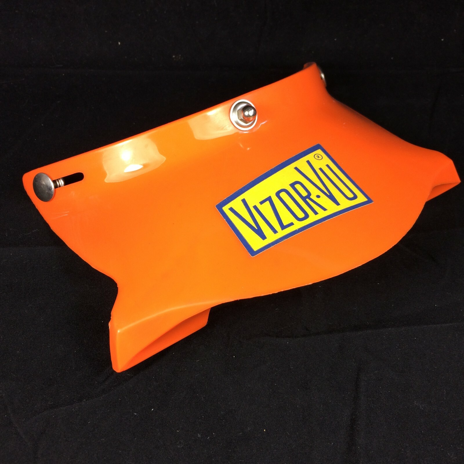 Vtg Orange VizorVu Motorcycle Helmet Visor w/ Rearview Mirrors Steve