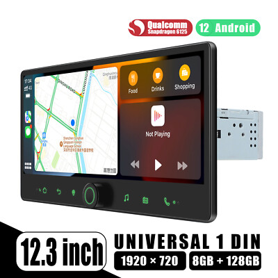 JOYING 12.3'' 1920*720P Single Din Android 12 Universal Car Radio Headunit 8 Core