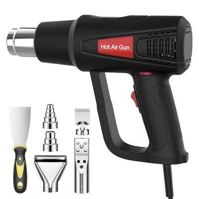 Heat Gun Kit 2000W with Dual-Temperature w/ 5 Nozzles 122-1202ᵒF Adjustable I1D2