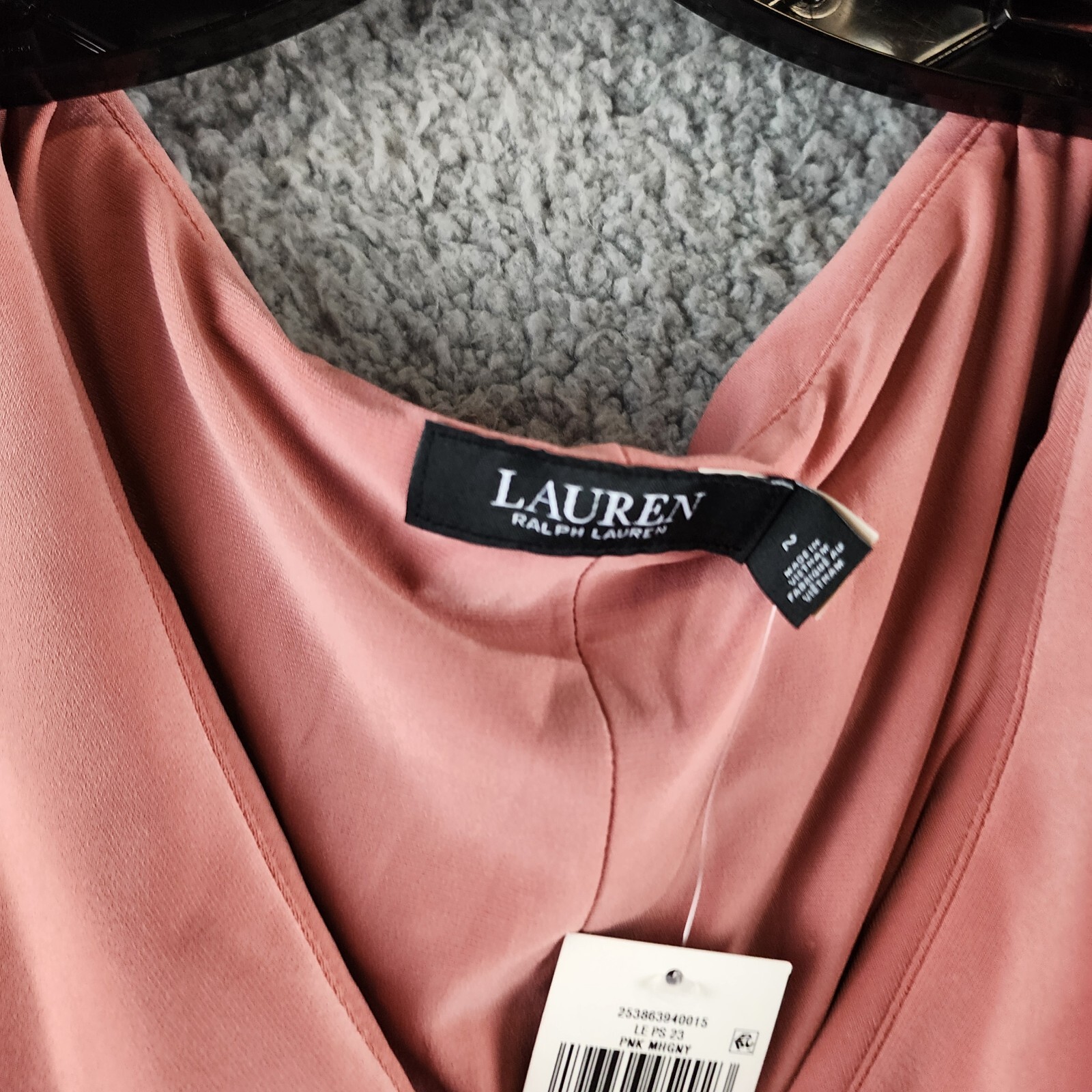 Lauren Ralph Jersey Off The Shoulder Gown Women Pink Mahogany V-neck - Picture 16 of 19
