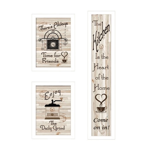 Набор из трех предметов The Kitchen Collection I 4 Настенный рисунок на кухне в белой рамке