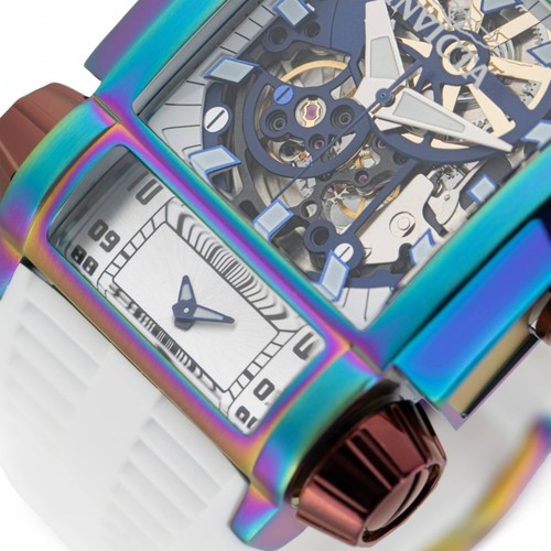 Pre-owned Invicta Men's Watch Akula Burgundy, Iridescent Case White Silicone Strap 41731