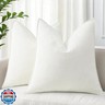 decorUhome Christmas Couch Throw Pillow Covers 16x16 Set of 2, Decorative Soft Euro Velvet Neutral Chenille Pillow Covers with Elegant Design for Sofa Bed Living Room Home Decor, Cream White