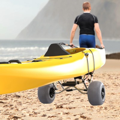 Bonnlo Deep U Kayak Cart Trolley Canoe Paddle Board Boat Cart Carrier Dolly w...