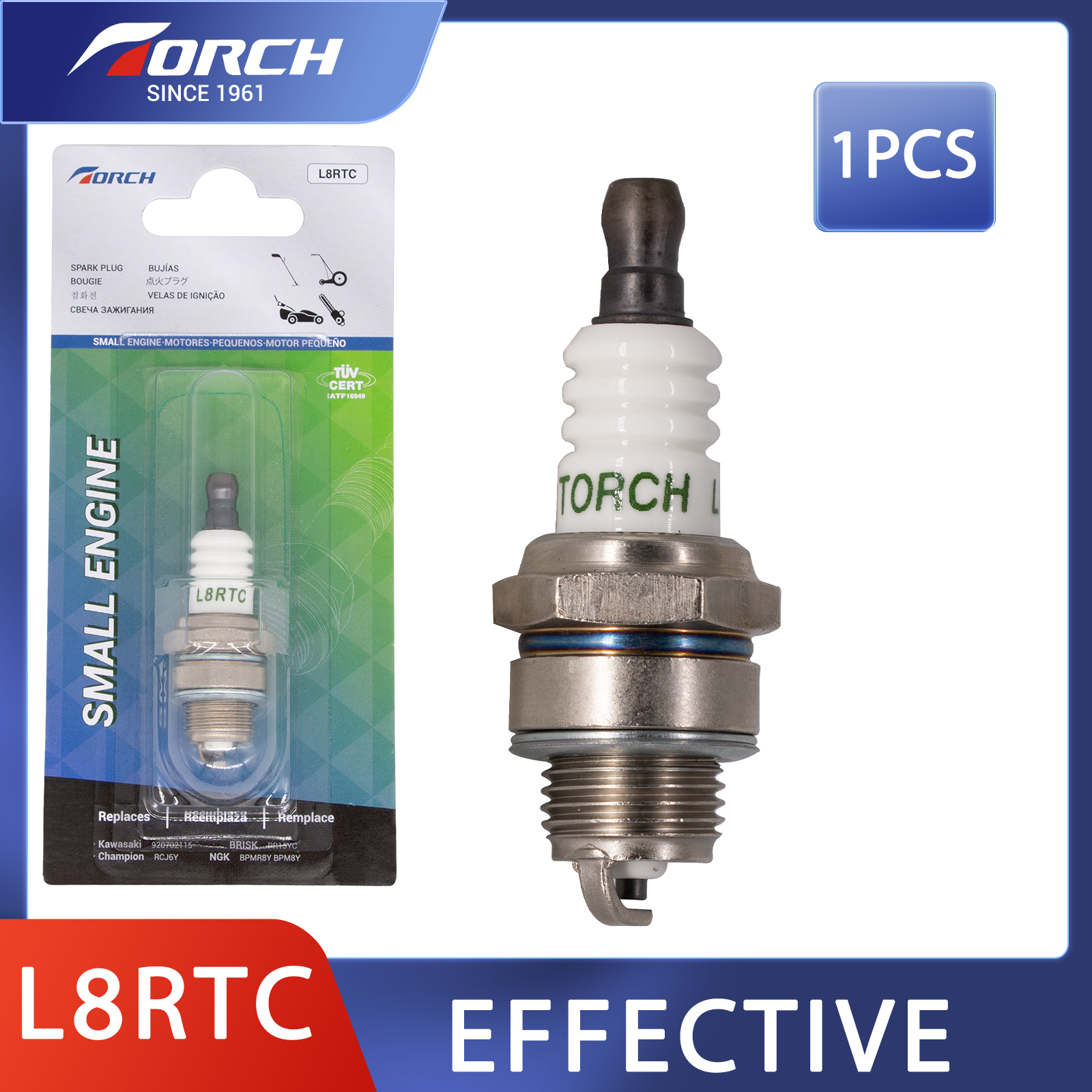 TORCH L8RTC Spark Plugs for NGK BPMR8Y Champion RCJ6Y TORCH L8RTC Spark Plugs for NGK BPMR8Y Champion RCJ6Y