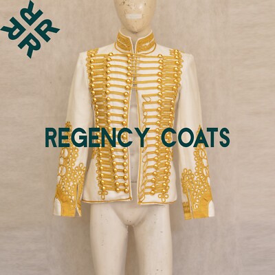 New Men's White Wool Hussar Jacket, Hussar Prada Jacket, Jimmy Hussar Jackets