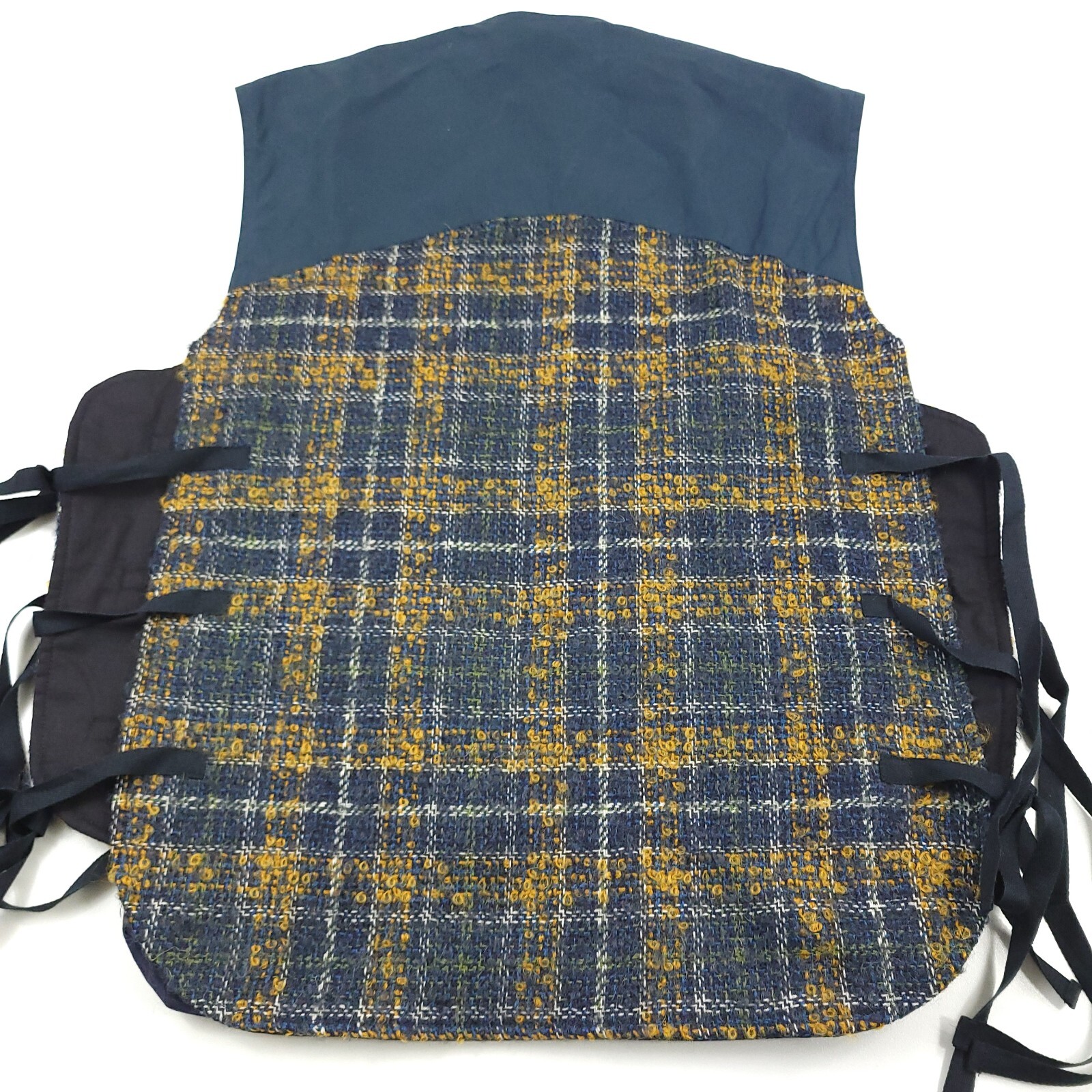 NICHOLAS DALEY $590 NICHOLAS DALEY BLUE & ORANGE PLAID UTILITY WAISTCOAT VEST MENS SIZE SMALL