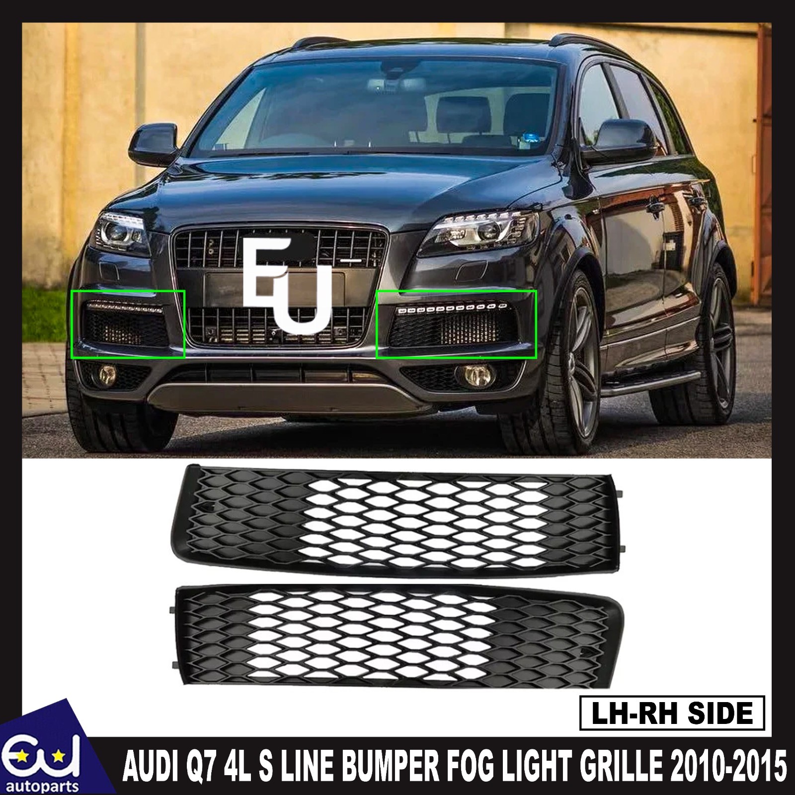 PAIR LEFT+RIGHT FRONT LOWER BUMPER FOG LIGHT GRILLE FOR AUDI Q7 S-LINE 2010-2015