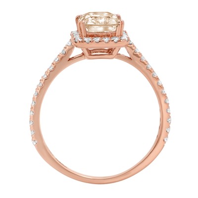 Pre-owned Pucci 1.98ct Emerald Halo Simulated Brown Diamond Promise Wedding Ring 14k Rose Gold In Pink