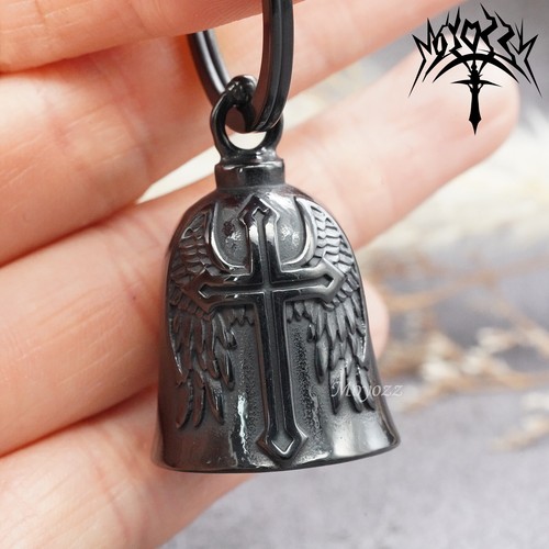 Motorcycle Biker Bell Hanger Angel Wing Cross Biker Luck Gremlin Ride Bell Mens