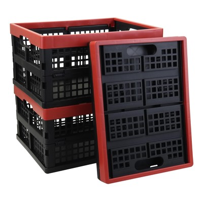 3 Packs 16 Quart Collapsible Milk Crates, Plastic Foldable Storage Crate