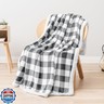 PAVILIA Light Grey Buffalo Plaid Sherpa Throw Blanket for Couch Twin, Soft Fuzzy Flannel Blanket for Bed, Plush Checkered Fleece Blanket and Throws, Warm Thick Winter Blanket Gift, 60x80