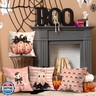 Halloween Pillow Covers 18×18 Set of 4,Ghost Linen Pillow Case Pumpkin Decorative Pillowcase Pink Pillowcover Halloween Decor for Home Couch Bed Indoor Outdoor