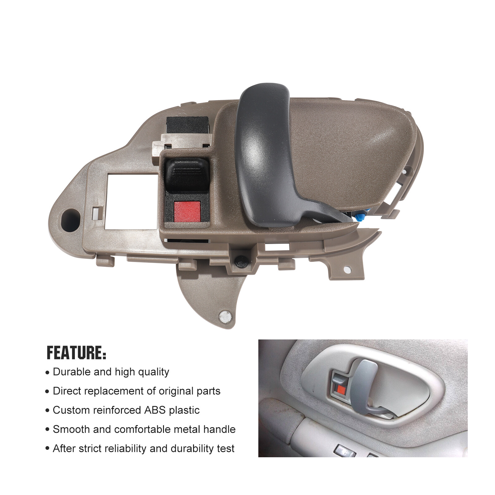 Tan Interior Inside Door Handle w/ Bezel LH & RH Pair Set For Chevy C/K Truck