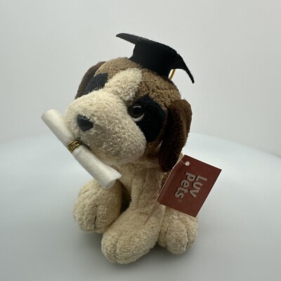 Russ Luv Pets BULLET Graduation Dog Brown Plush Stuffed Animal