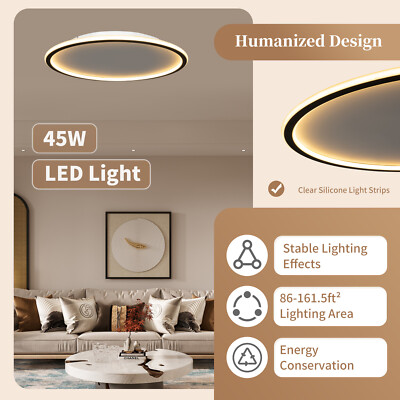 22 in Modern Dimmable Flush Mount Ceiling Light Fixture Panel Light LED + Remote