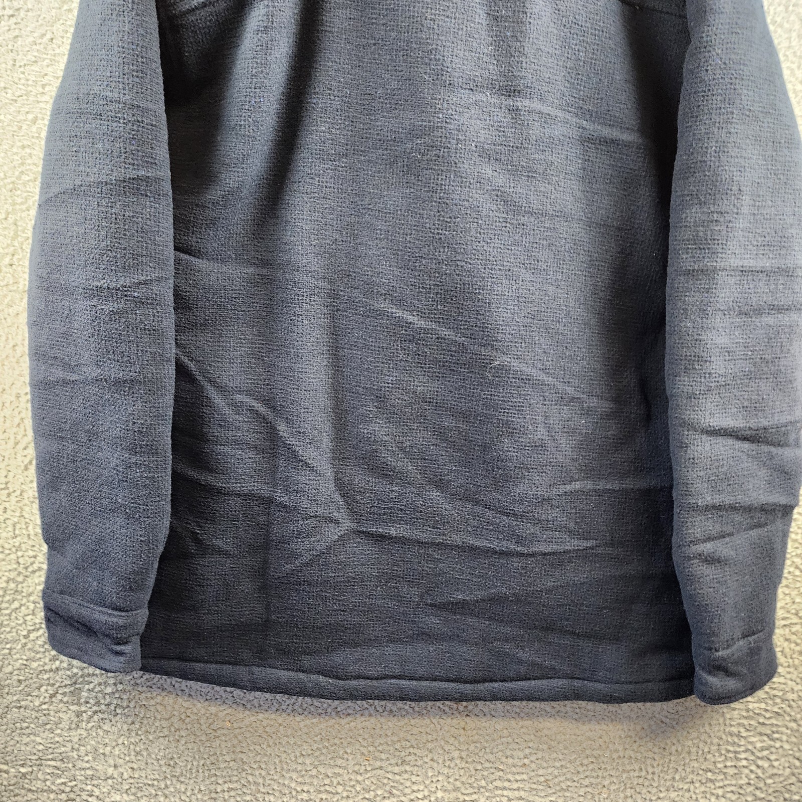 HEDGE Wool Blend Hooded Jacket Men's XL Midnight Navy Drawstring Front Button - Picture 13 of 13