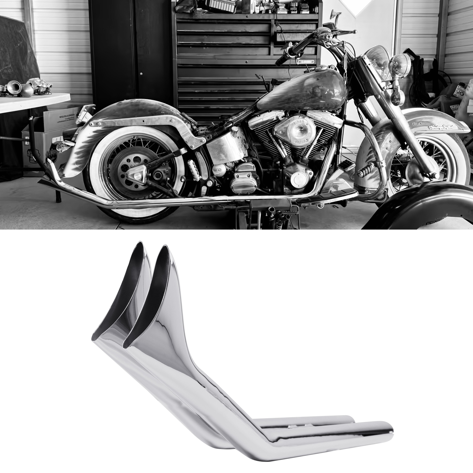 Upswept Fishtail Slip Ons for True Dual Exhaust Systems Harley