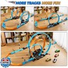 LILYBUDS Toy Car Track Set for Boys Kids Age 3-5 4-7 8-12, Long Race Tracks with 4 Action Loops and 4 High-Speed Slot Cars, 35+ Pieces of Race Track to Create Multiple Configurations