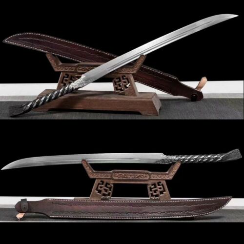 High quality Folded Steel Qing Dynasty battle Saber Full Tang Oxhide Saya Sharp 