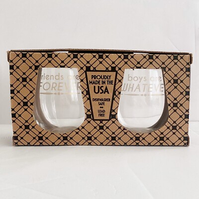 NEW 2 PACK 21 oz Stemless Wine Tumblers Best Friend BFF Wine Glasses