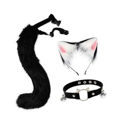 Ears and Tail Set Women Girls Cosplay Funny Gifts Hair Hoop for Dance Christmas