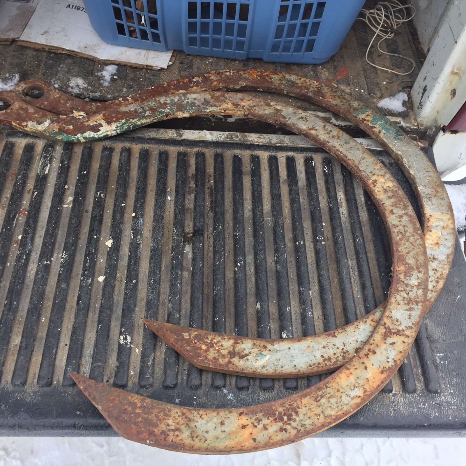 Large Antique Scaffhold Hook  30'' plus Rusty Crackled Paint Huge