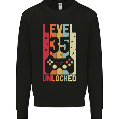 35th Birthday 35 Year Old Level Up Gamming Mens Sweatshirt Jumper