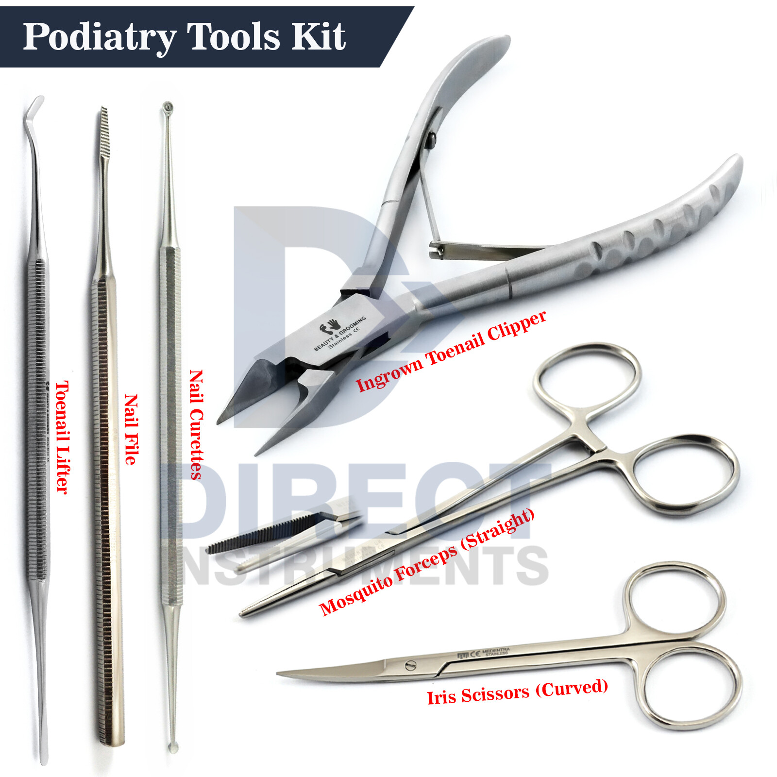 Chiropody Podiatry Tools Kit Toenail Pedicure Ingrown Cutter Pedicure