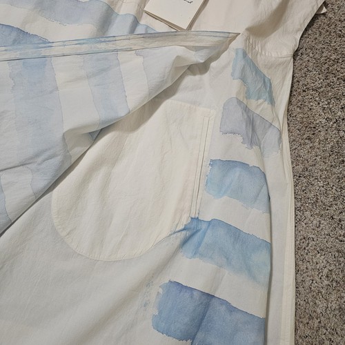 Pre-owned Toogood The Fisherwoman Hand Painted Cotton Dress — Breton Limited Edition Xl In Blue/ivory