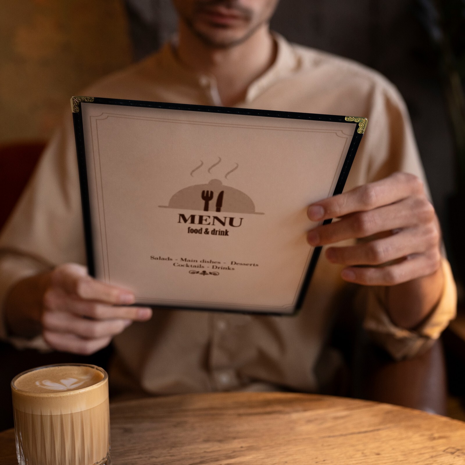 25 Pack Restaurant Menu Covers 8.5 x 11 Inches, Single Pocket Menu Cover 2 View