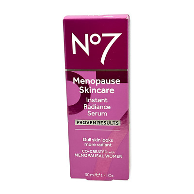 No7 Menopause Skincare Instant Radiance Serum 30ml/1fl.oz. New In Box
