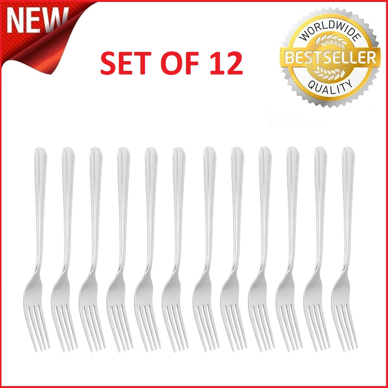 Heavy Duty Dinner Fork Set Of 12 18-0 Stainless Steel Table Forks Metal Flatware