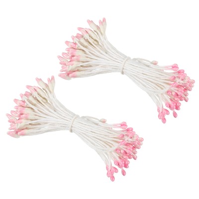 576 Pcs 2mm Double Heads Flower Stamen Artificial Flower Pistil Pink