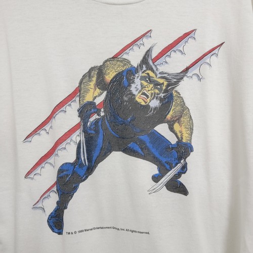【SALE】80s Marvel wolverine tee Vintage 80s Wolverine Marvel Single Stitch Large White Comic
