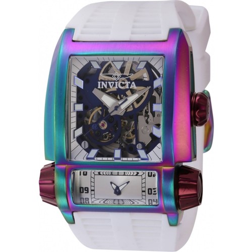 Pre-owned Invicta Men's Watch Akula Burgundy, Iridescent Case White Silicone Strap 41731