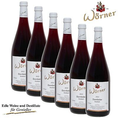 (5,77€/l) Dornfelder trocken 6x1Ltr. WEINGUT WÖRNER Wein aus der Pfalz Rotwein