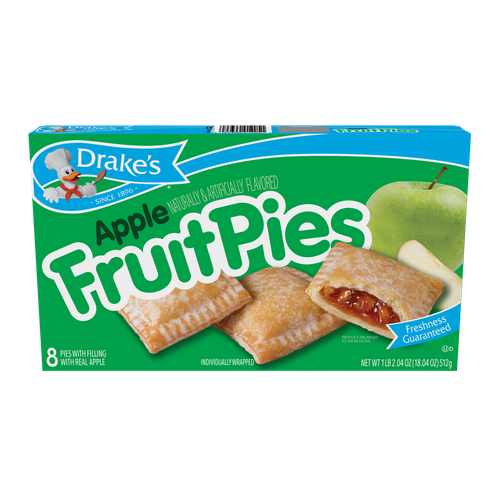 Drake's Apple Fruit Pies, 4 Boxes, 32 Individually Wrapped Pies with Real Apple