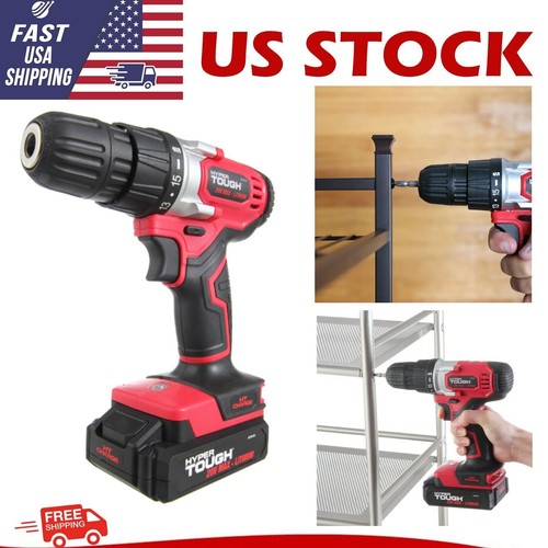 Hyper Tough 20V Max Lithium-ion Cordless Drill, 3/8 Inch Chuck, 1.5Ah Battery