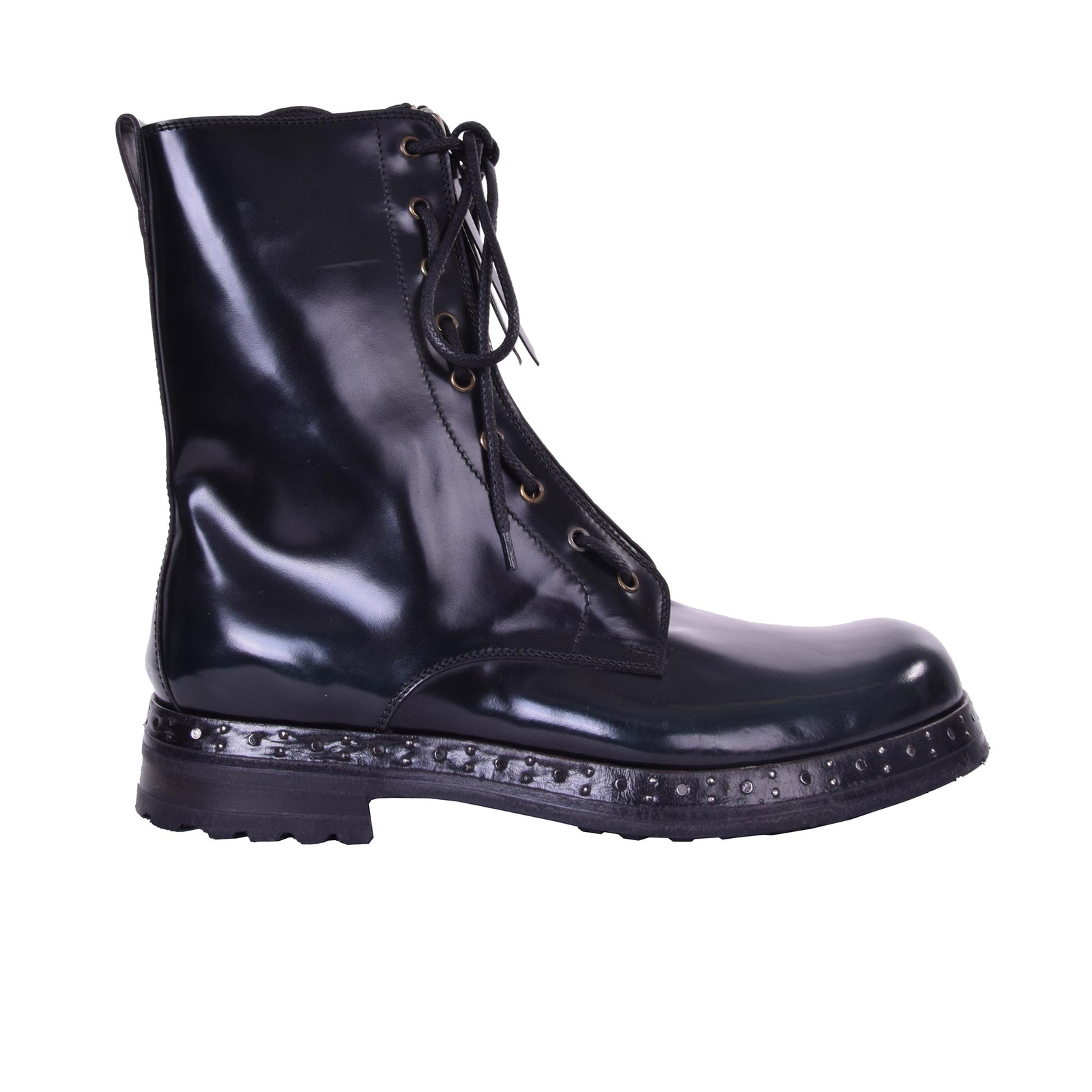 black shiny military boots