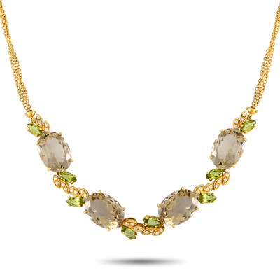Bucherer 18K Yellow Gold 0.50ct Diamond, Quartz and Peridot Necklace BU03-071...