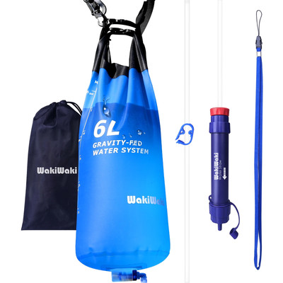 6L Water Filter Bag 0.1 Micron Purifier Adjustable Tree Strap for Camping Hiking