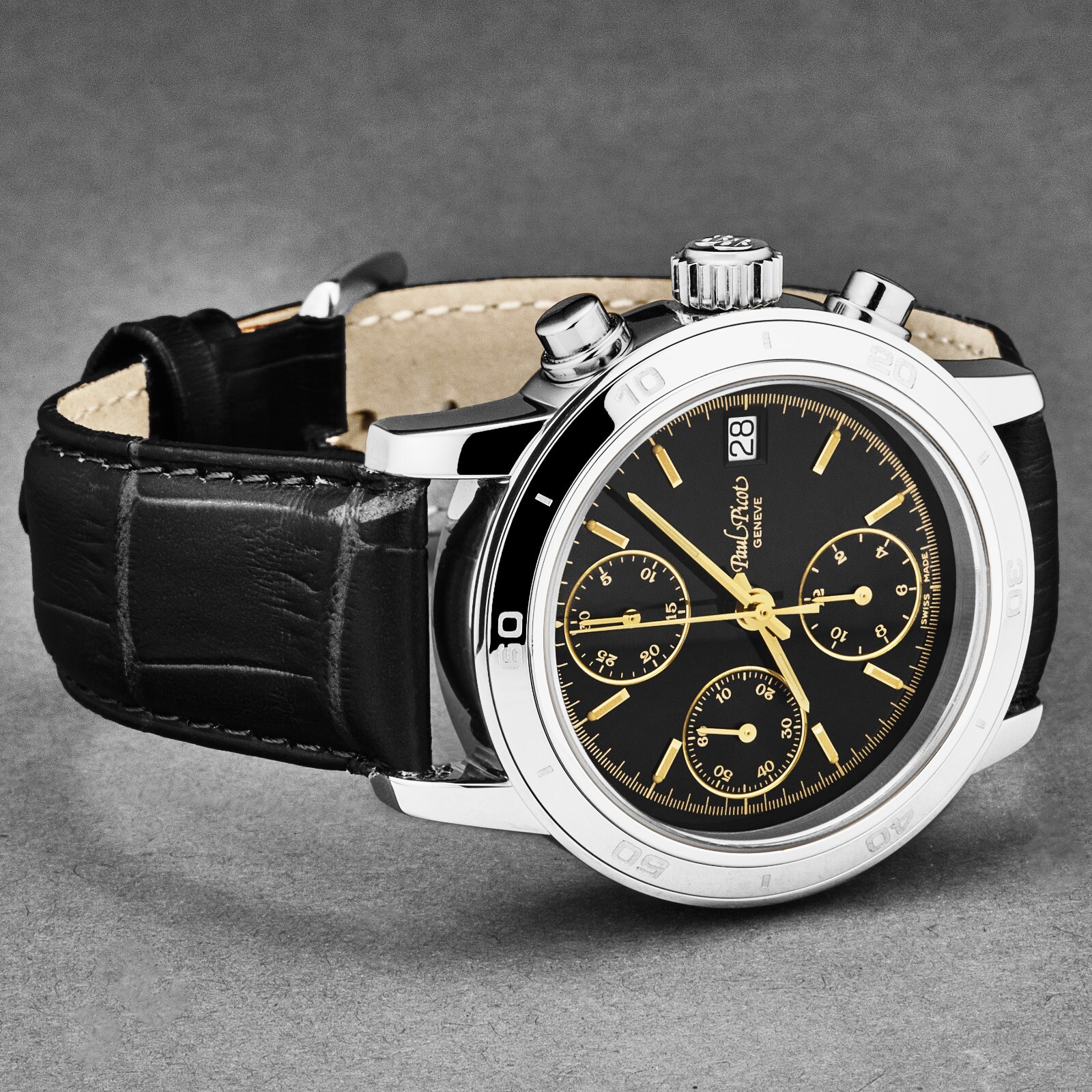 Pre-owned Paul Picot Men's 'chronosport' Chronograph Black Dial Automatic P7034.20.334