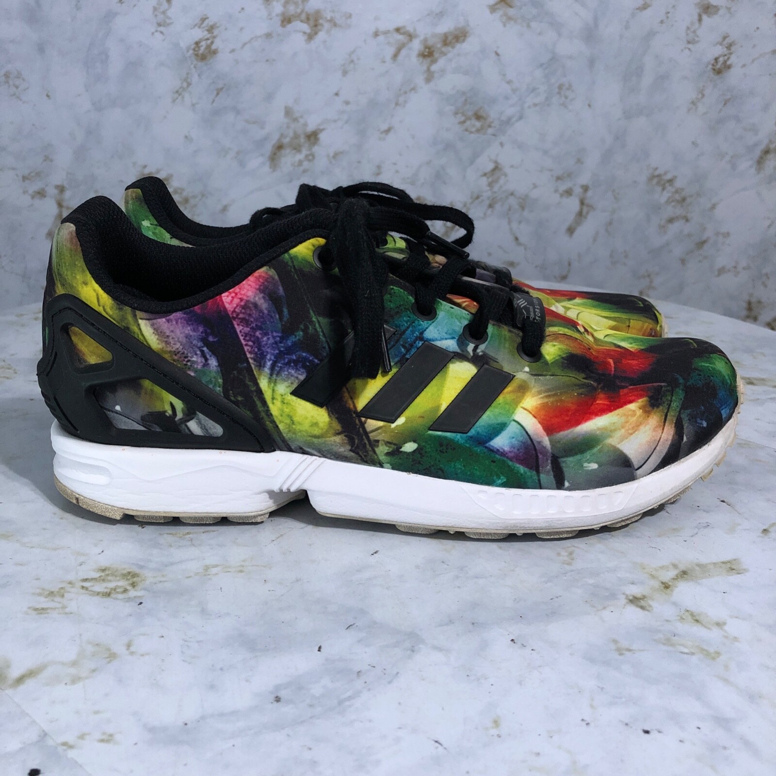 Adidas ZX Flux Mens Sz 7 Running Shoes Black Colorful