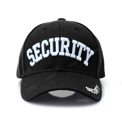 Security Baseball Cap Hat Officer Guard Adjustable Black Embroidered SC-1