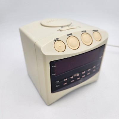 Vintage GE Cube Alarm Clock AM FM Radio Model 7-4806A Battery Back Up Works