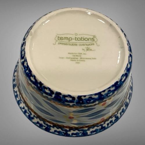 Temptations By Tara Old World Blue Chip Bowl/Plate W/ Dip Bowl And Stand