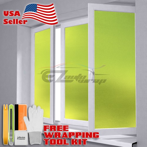 【Frosted Film】 Neon Yellow Glass Bathroom Window Security Privacy Sticker Sheet