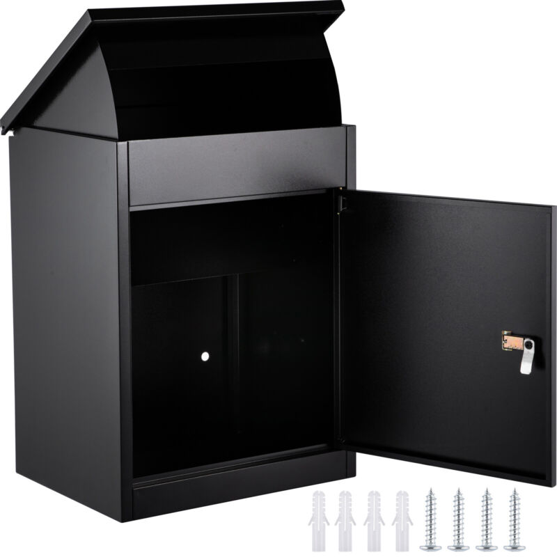Parcel Drop Box Package Mailbox Porch Express with Lockable Storage Black
