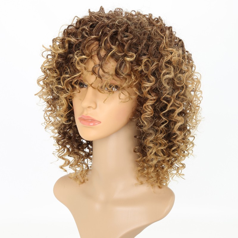 Fashion Women Blonde Kinky Curly Wigs Ladies Afro Natural Short